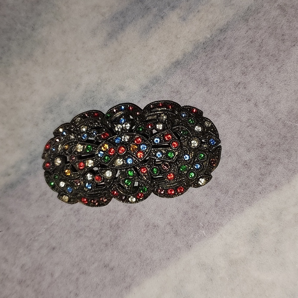 Art Deco MultiColor Rhinestone Brooch - Picture 2 of 3